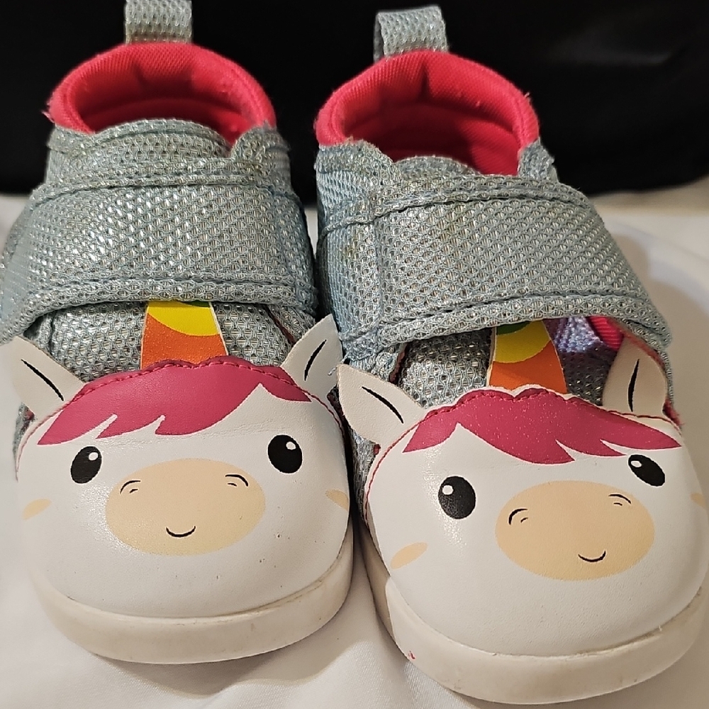 Unicorn-Themed Kids Sneakers - Pink and Sparkly Light Blue